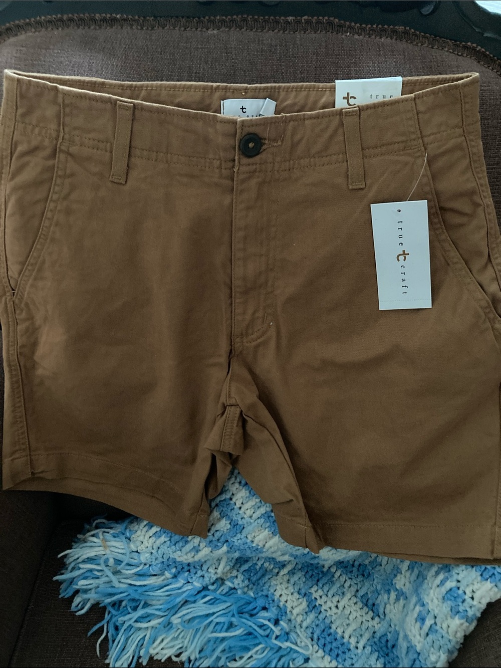 True Craft Men’s Chestnut Brown Flat Front Casual Shorts